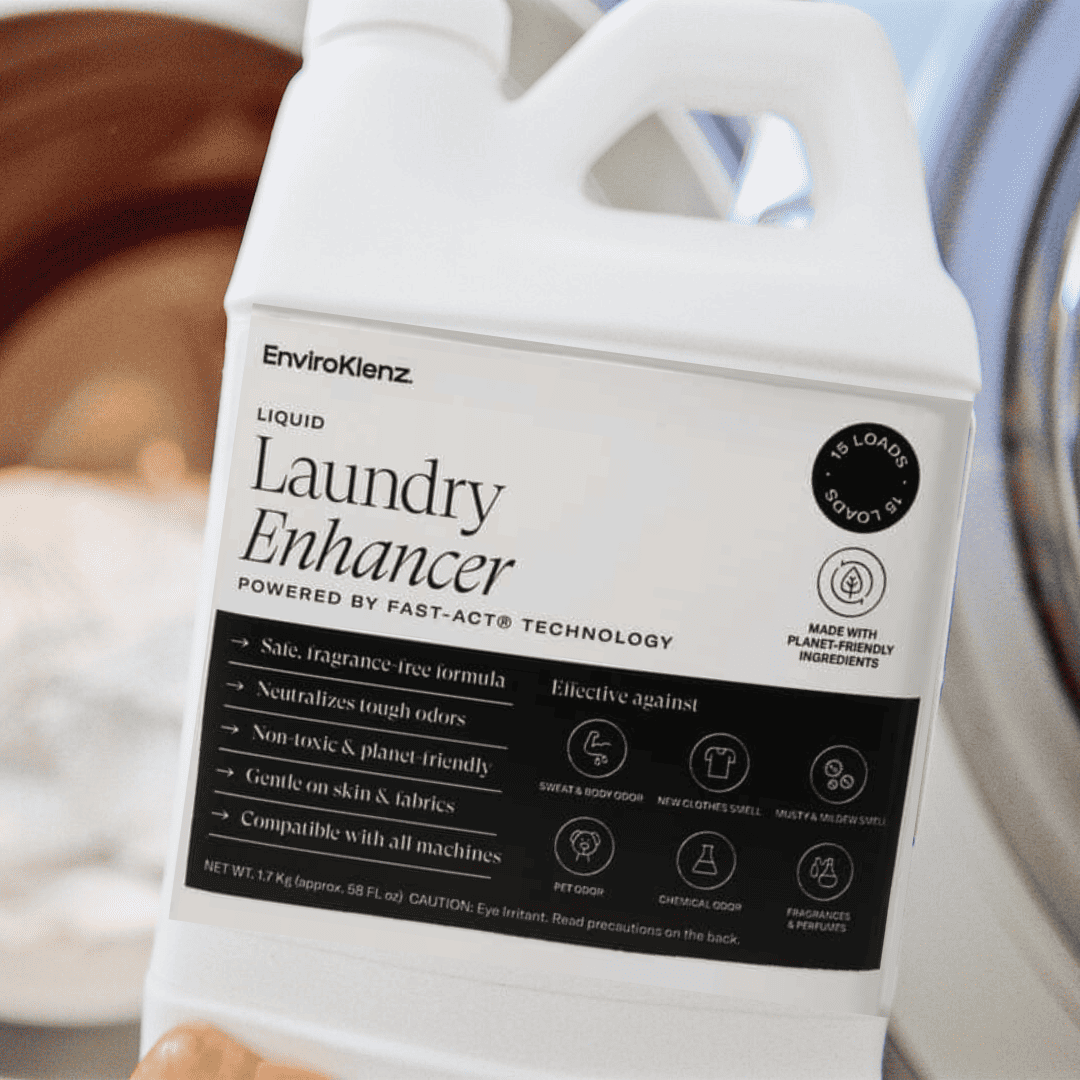 EnviroKlenz Laundry Enhancer Liquid Contains package close up